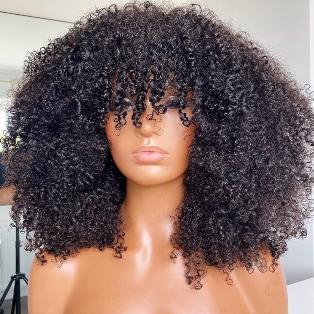 Natural Curly Afro Wig - Black 280 density